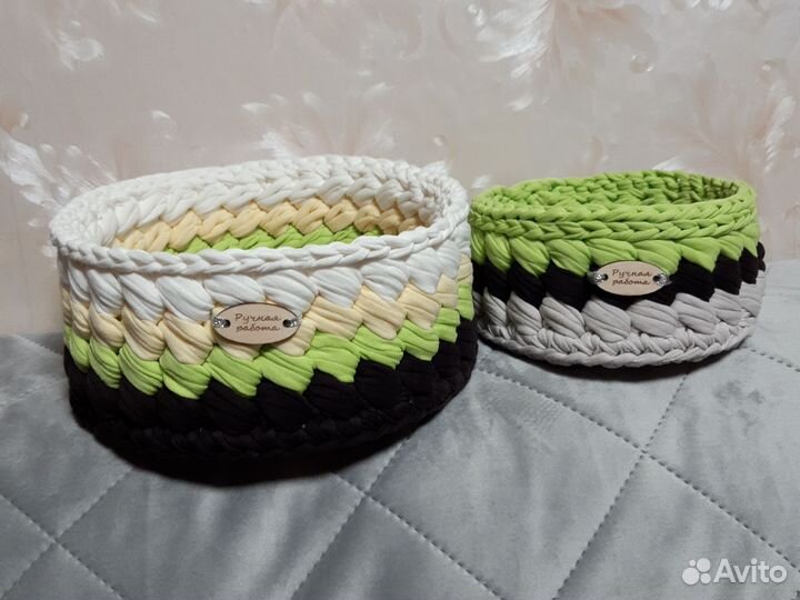 Корзины вязаные из трикотажного шнура