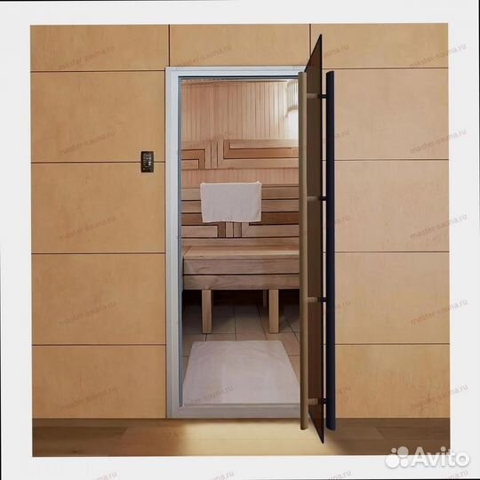 Двери стеклянные для бани из ольхи