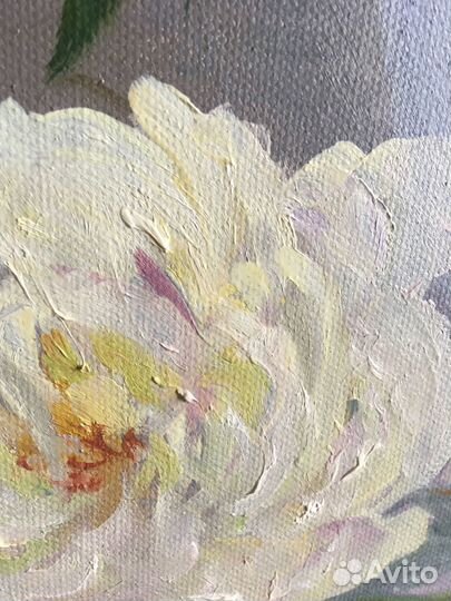 Картина пионы/ белые цветы/картина маслом