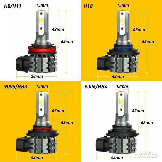 LED лампы auxito L3, цвет белый, 2шт. цоколь H11