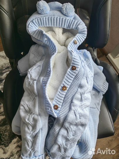 Комплект на выписку зимний вязаный