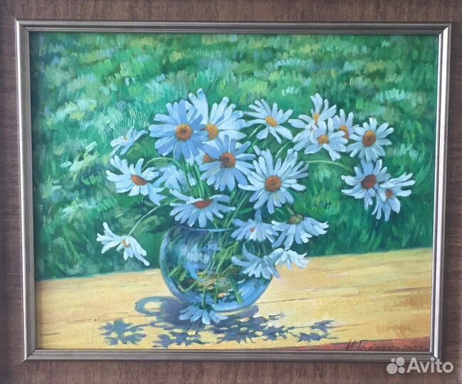 Картина маслом ромашки,полевые цветы