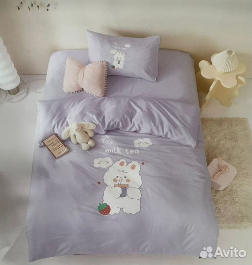 Детское постельное белье 1.5 спальное Сатин Зайка