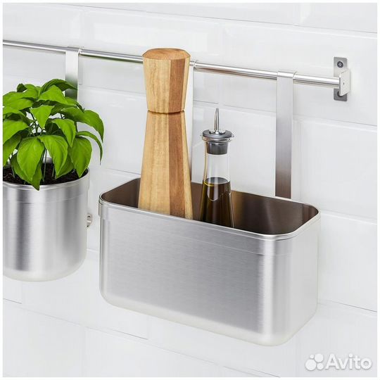 Рейлинг 40см + крючки+ контейнер IKEA Кунгсфорс