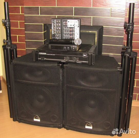 Колонки WD 1200W Усилитель Микшер Микрофон Штативы