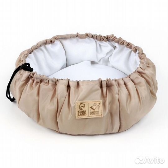 Лежанка для кошек и собак двусторонняя бежевая, 50