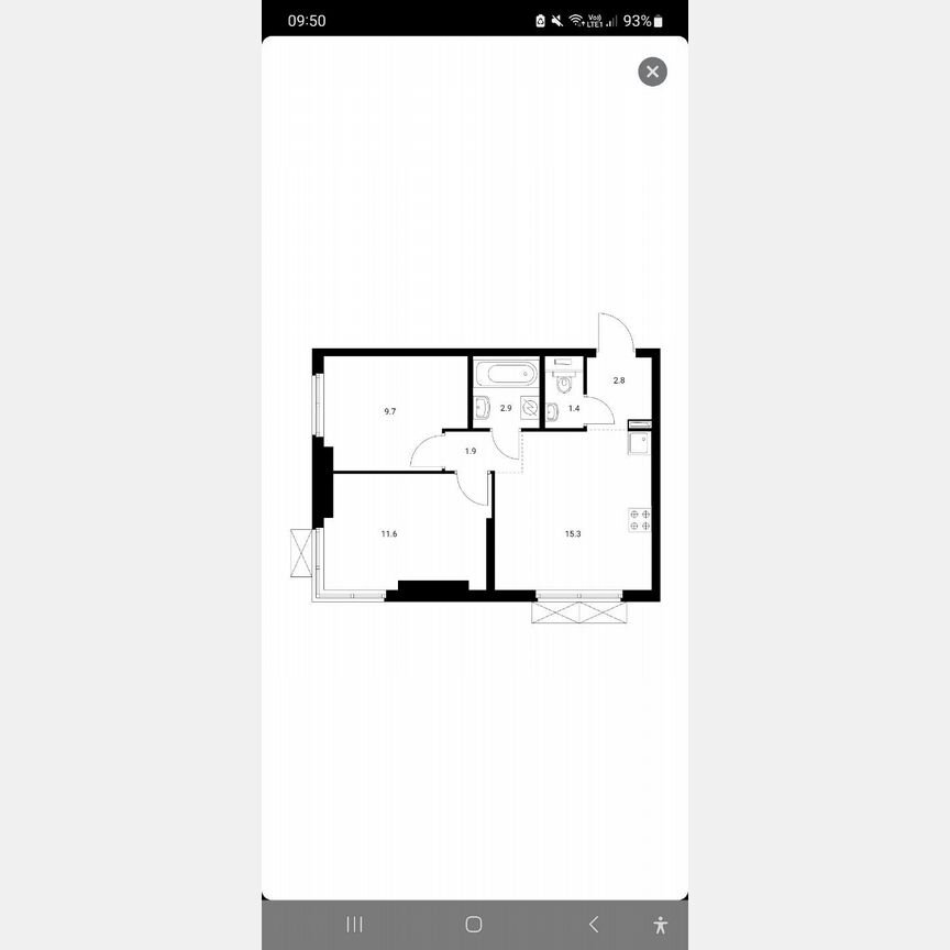 2-к. квартира, 45,6 м², 26/33 эт.