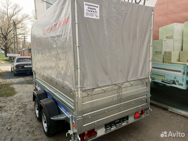 Двухосный прицеп с доп бортами и тентом
