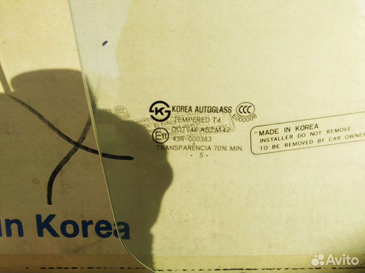Стекло двери переднее правое Kia Carnival 2 06-14
