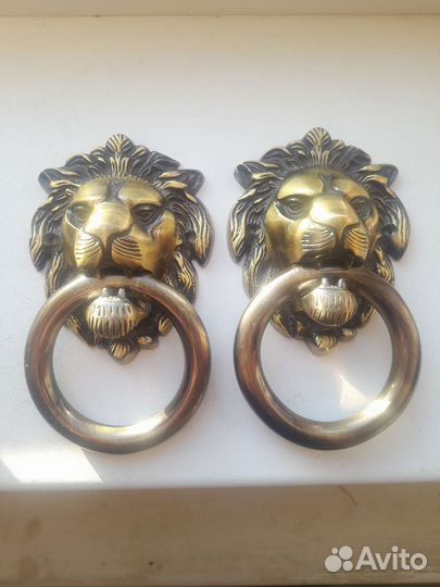 Ручки бронзовые, дверные, Голова льва