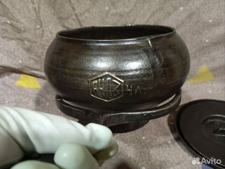 Чугунок чугунный 4 л +Крышка Чугун+Сковорода+Ухват