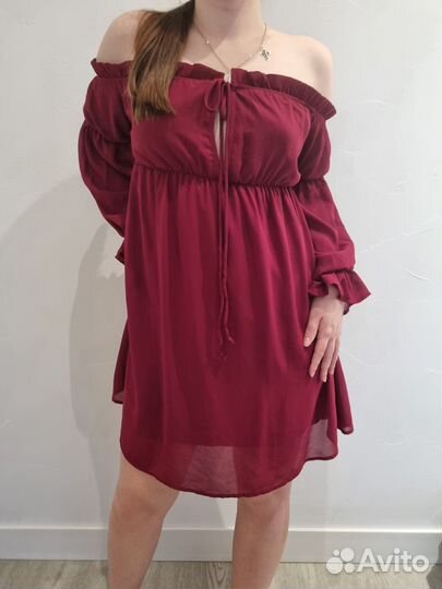 Платье женское бордовое