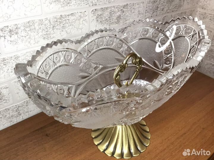 Ваза для фруктов Хрусталь латунь