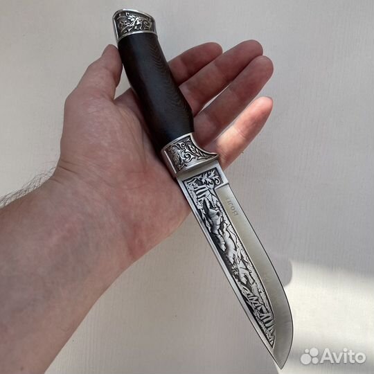 Нож с гравировкой Волк,ножны