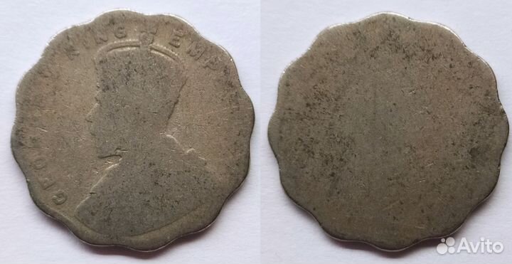 Британская Индия 1 анна 1912-1936 Георг V устала