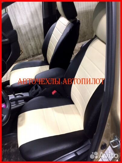 Чехлы Автопилот Toyota Rav4 3 из экокожи чёр-беж