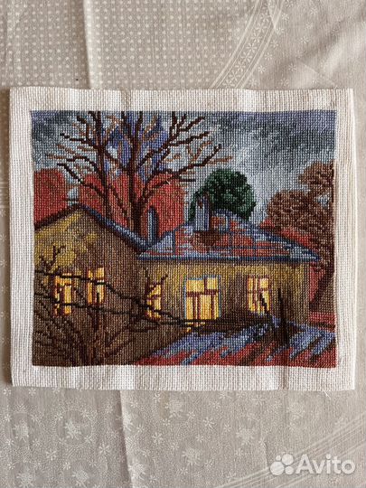 Готовая вышивка крестом Зимний вечер