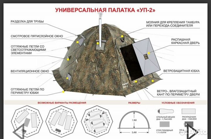 Палатка берег уп 2 с печкой