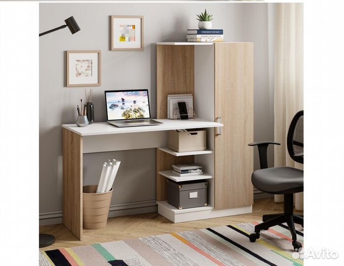 Стол компьютерный 1450 сонома/белый