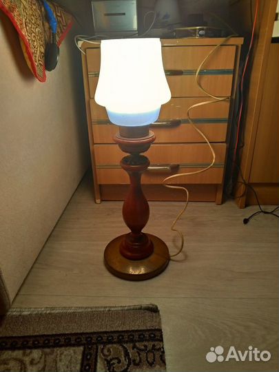Настольная лампа СССР дерево-стекло
