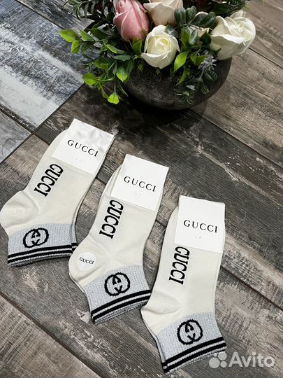 Носки женские Gucci хлопок 3 пары низкие новые