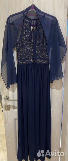 Синие платье в пол на праздник, выпускной