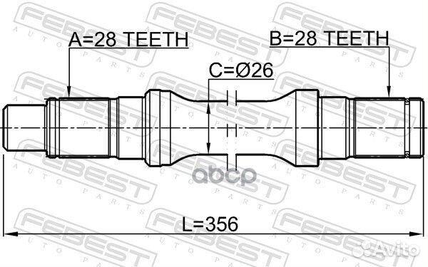 Полуось левая 28X356X28 mazda BT-50 06- 0512BT5