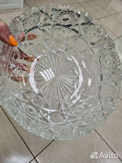 Огромная ваза, салатник. Хрусталь СССР