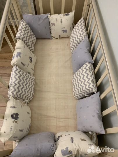 Бортики в детскую кроватку 12 подушек