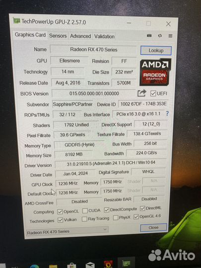 RX 470 8 gb Sapphire