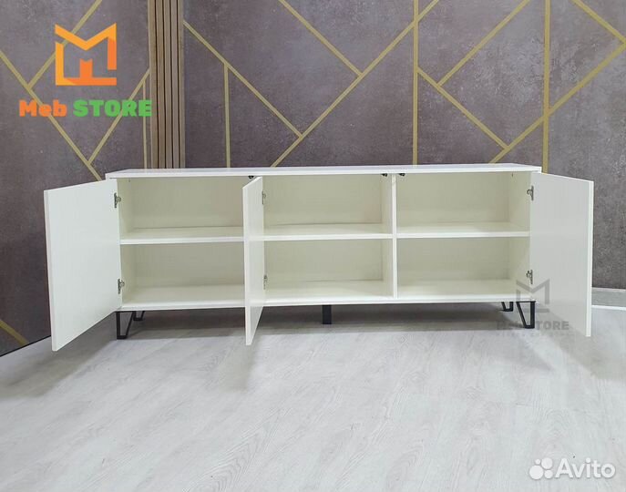 Тумба под тв новая Милан-3 Белый/Белый глянец