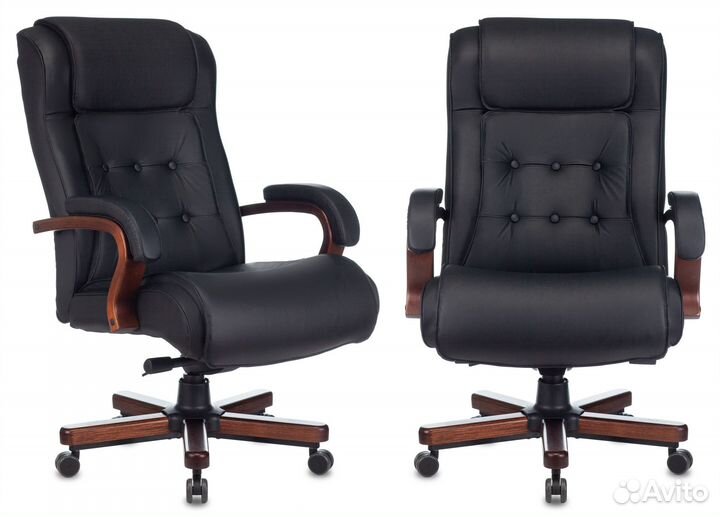 Кресло Бюрократ T-9926walnut черная кожа