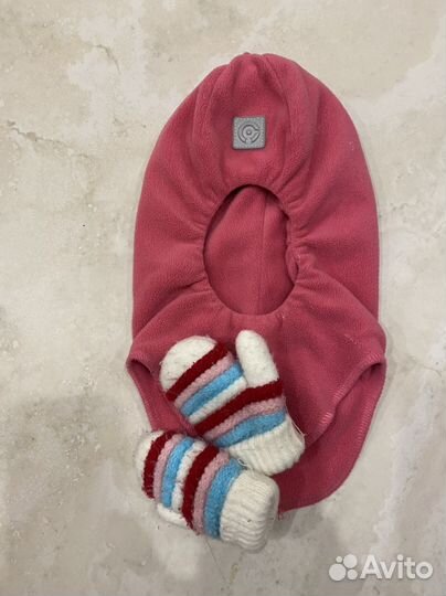 Шапка шлем флис и руковички