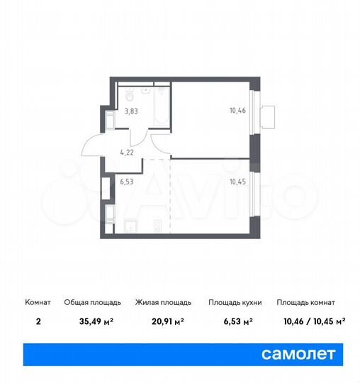 2-к. квартира, 35,5 м², 10/17 эт.