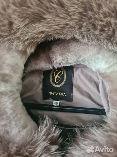 Шуба из мутона+песец с капюшоном