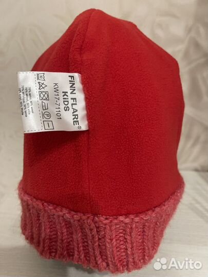 Шапка Finn Flare девичья вязаная с двумя помпонами