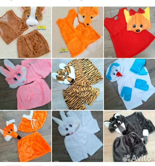 Новые Костюмы Снеговик/Лиса/Волк/Заяц/Кошка/Белка