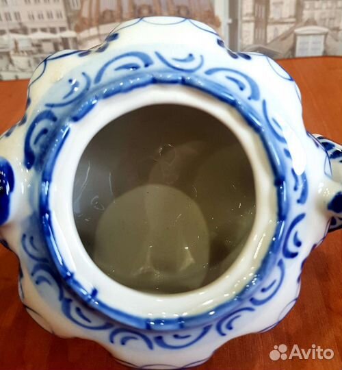 Чайник гжель роспись.Р.Мухина