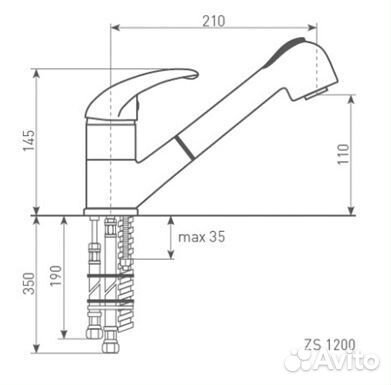 Смеситель Zigmund & Shtain ZS 1200 Черный базальт