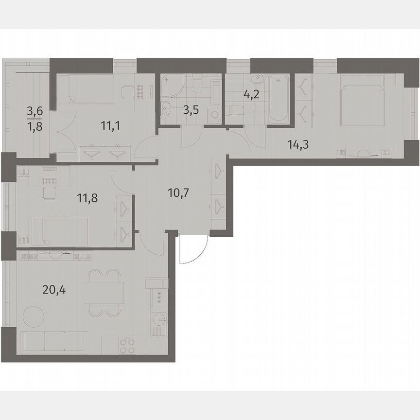 3-к. квартира, 77,7 м², 9/11 эт.