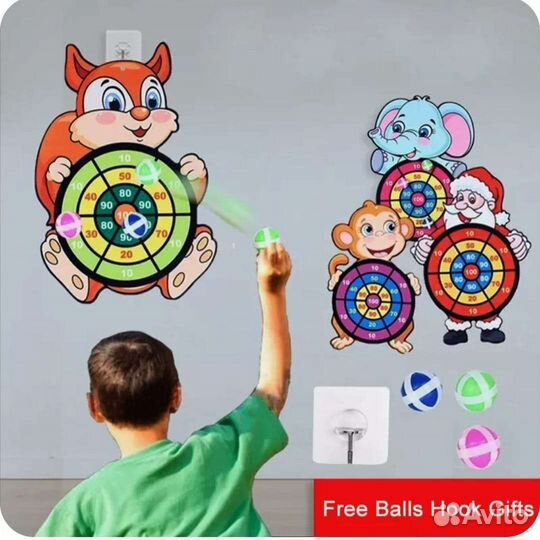 Дартс для детей на липучках мартышка заяц слон
