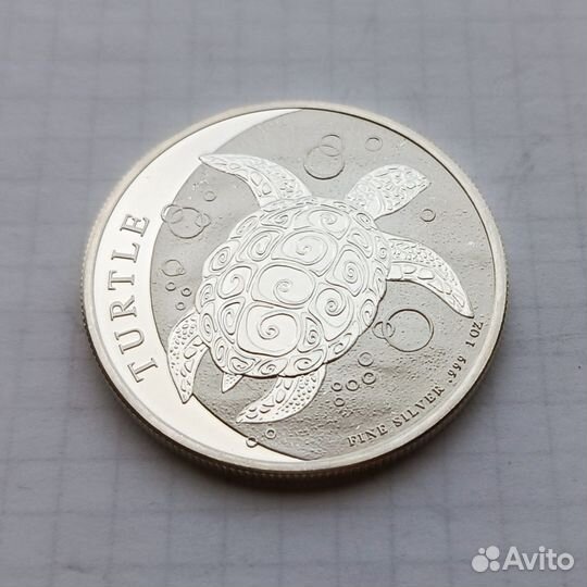 Ниуэ 2 доллара 2008 г. / Черепаха / серебро 1 OZ