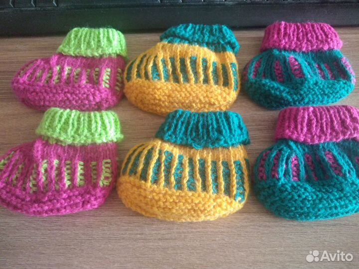 Носки шерстяные, пинетки вязаные