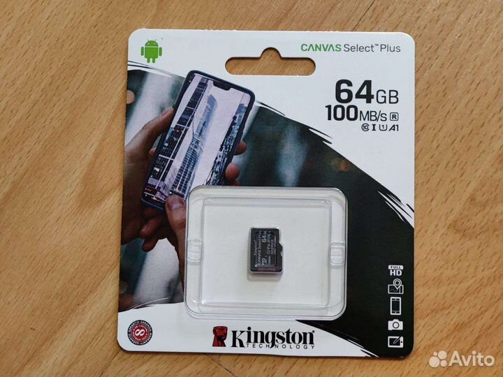 Новая microSD 64 Гб Kingston Canvas Select Plus