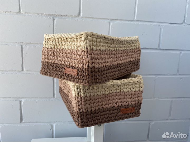 Корзинка из трикотажной пряжи интерьер
