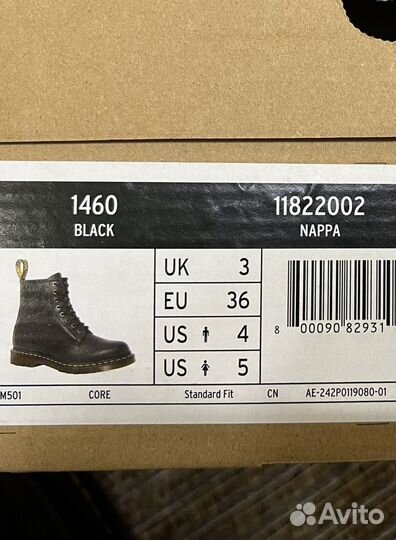 Dr. Martens 1460 Оригинал 36 Black Nappa