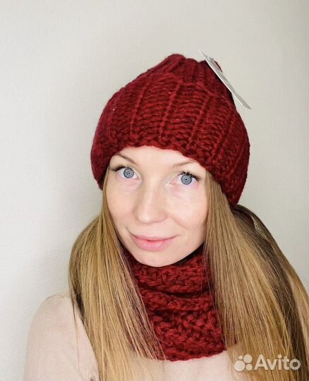 Набор шапка со снудом крупная вязка