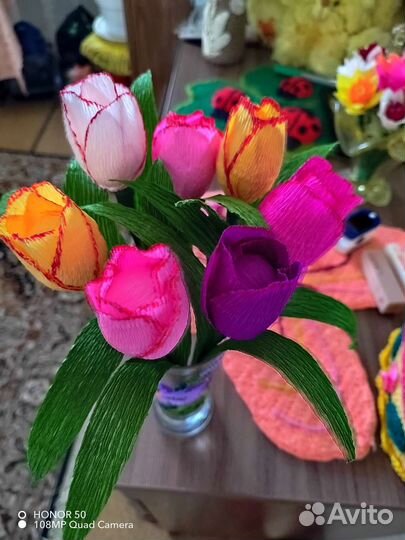 Цветы из гофрированной бумаги