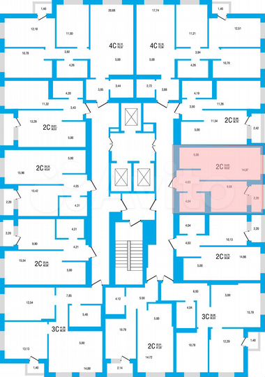 2-к. квартира, 39 м², 2/22 эт.