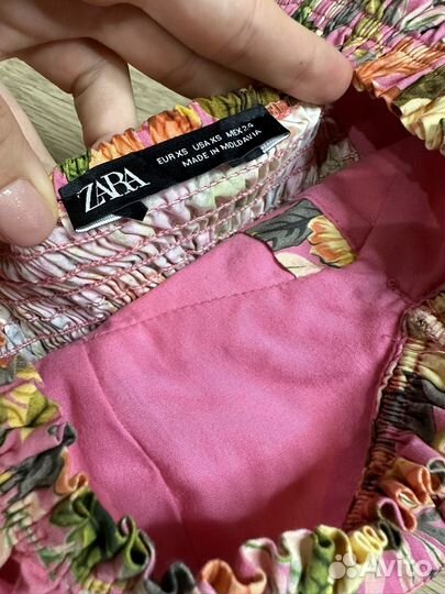 Топ Zara хлопок розовый s майка кроптоп